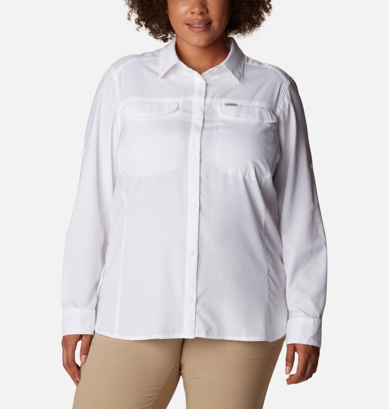 Camasa Columbia Silver Ridge Lite Long Sleeve Dama Albi | Plus Size DQ7QS1Z08